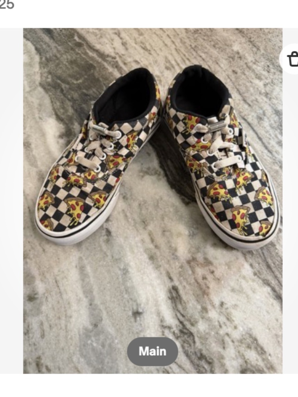 Vans "Pizza Party" Era or Doheny sneaker. Kid Sz:1. 🍕🏁 "Off the Wall"